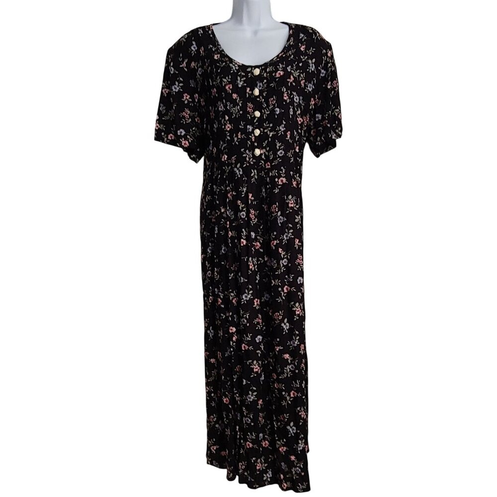 Betsy Lauren Vintage Floral Maxi Black Cottage L